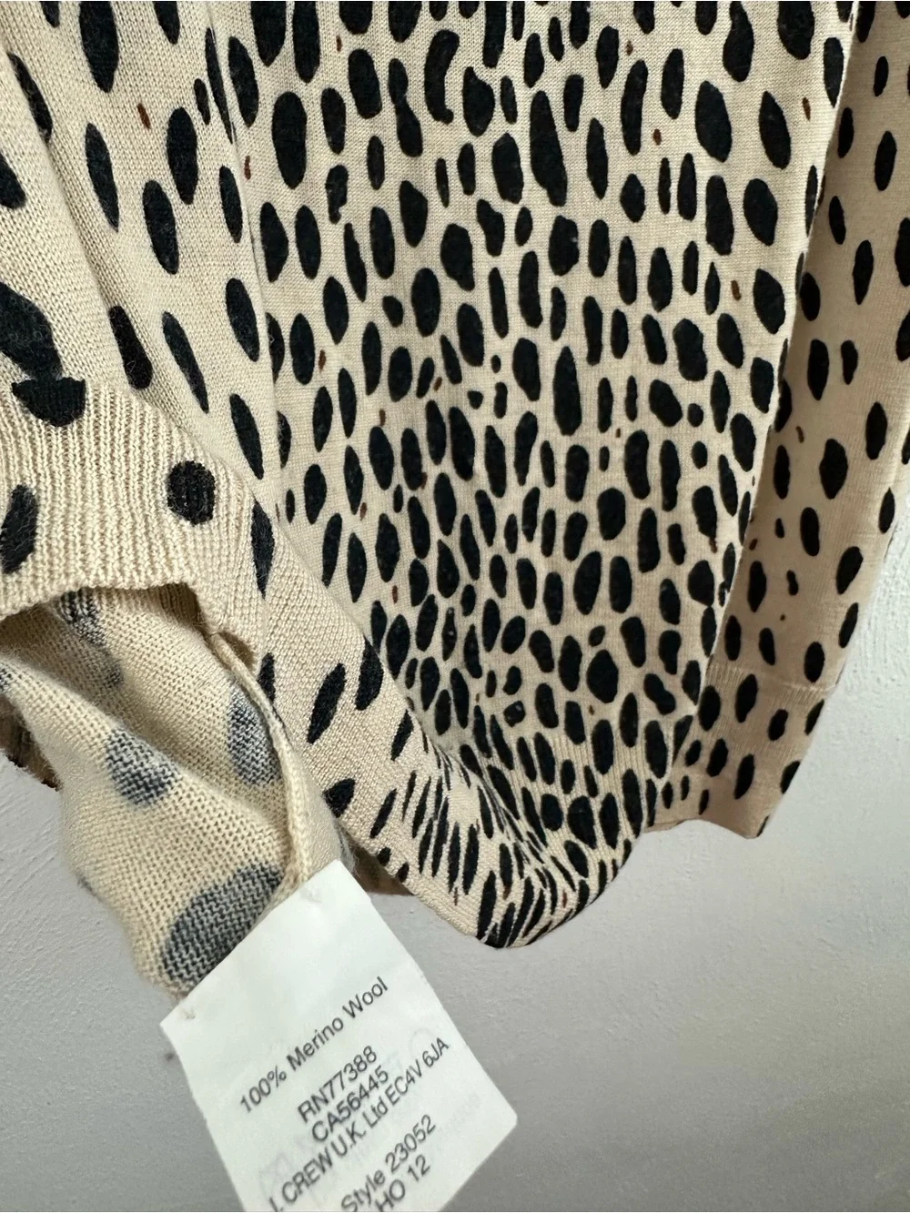 J.Crew Leopard Print Crewneck Merino Wool Sweater Women's Size M